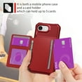 thumbnail image 3 of Dteck Magnetic Leather Wallet Case for iPhone 16e / iPhone 17e,Shockproof Silicone Case Card Slots Holder Leather Flip Stand Cover for iPhone 16e/17e ,Red, 3 of 6