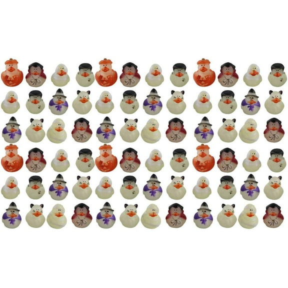 72 Tiny Halloween Theme Rubber Duckies - Glow in The Dark Spooky Duck for Party or Trick or Treat (6 Dozen)
