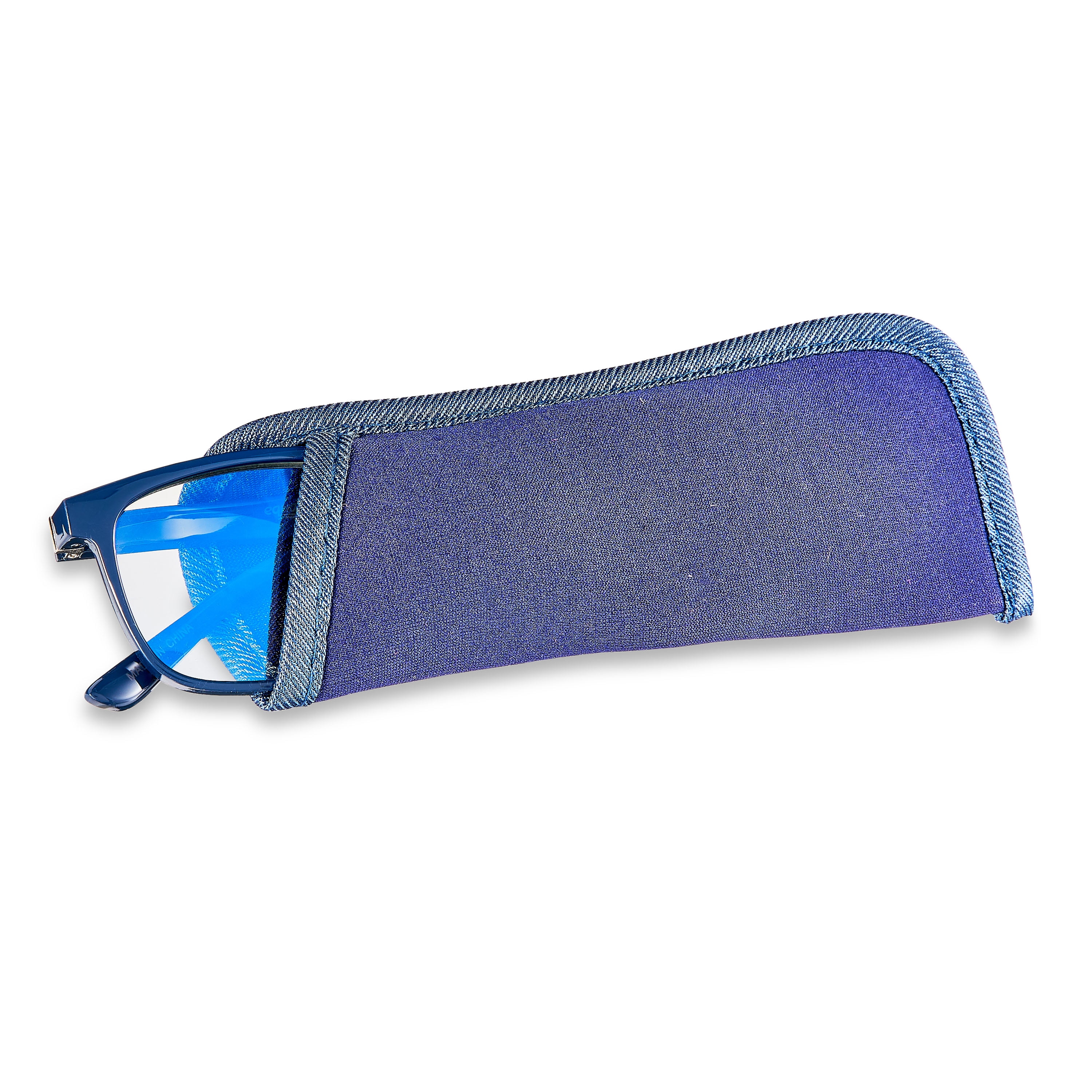 Equate Unisex Pike Bluelight Rectangular Reading Glasses with Case, Dark Grey Blue, +2.00