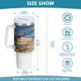 thumbnail image 3 of 40 Oz Car Handle Water Bottle Water Cup Water Bottle Water Jug Coffee Cup Travel Water Bottle White Flower Tree, 3 of 8