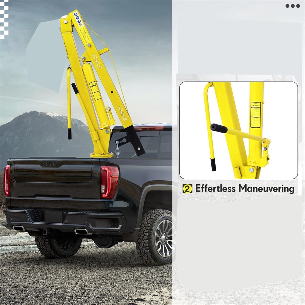 Hydraulic Pickup Truck Crane,Folding Truck-Mounted Bed Crane,360° Swivel Truck Jib Engine Hoist Crane,Truck Bed Lift in Construction, Factory