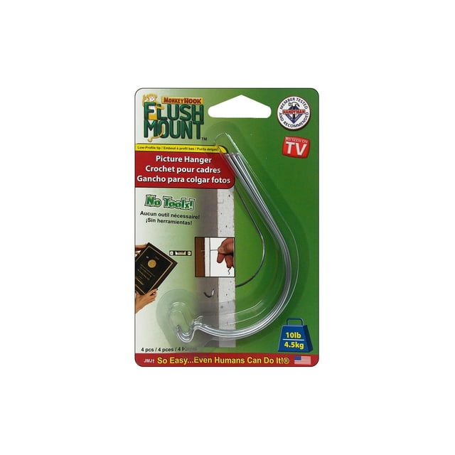 Monkey Hook Picture Hanger 10lb Flush Mount 4pc