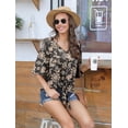 thumbnail image 4 of Anygrew Womens Tops Summer Blouses V Neck Batwing Sleeve Tops Tie Knot Chiffon Button Down Casual Blouse, 4 of 7
