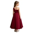 thumbnail image 2 of TiaoBug Girls' Sleeveless One Shoulder Rhinestone Satin Long Dress for Wedding Party Pageant Gown Burgundy 8, 2 of 5