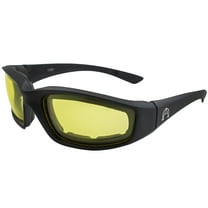 Alpha Omega AO1 Motorcycle Sunglasses Foam Padded Riding Safety Glasses Z87.1 for Men or Women Black Frame Yellow Lenses