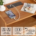 thumbnail image 4 of LELELINKY Rattan Nightstand with Charging Station, Boho Bedside Table with Handmade Drawer & Open Shelf for Bedroom, Tea Color, 4 of 7