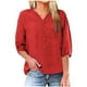 thumbnail image 1 of Vestidos Casuales Para Mujer Camiseta de lino de manga corta con cuello en V para mujer, color liso, estilo lino, talla grande, manga corta, cuello en V, top/camiseta de manga corta con cuello en V, 1 of 5