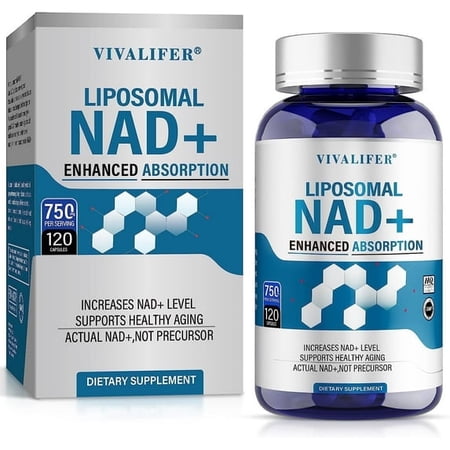 Liposomal NAD+ Supplement, NAD+ 500mg with TMG 250 mg for Ultra Max Enhanced Absorption, Promotes Anti-Aging, Energy and DNA Repair, Brain Function - 120 Capsules