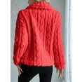 thumbnail image 4 of Jackets for Women Long Sleeve Comfy Warm Button Down Zip Up Stand Collar Plus Size Winter Clothing Red S, 4 of 7