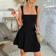 thumbnail image 2 of Vestido elegante de color liso para mujer: escote en V profundo, mangas con volantes, lazo en la espalda, vestido informal de fiesta para ocasiones veraniegas., 2 of 8