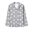 thumbnail image 5 of Blmnix Cute Pajama Womens Pajamas Bamboo Pajamas Sleepwear Sets Sleepwear Long Gray Long Sleeve Collared Wide-Leg Valentine Pajamas,XXL, 5 of 8
