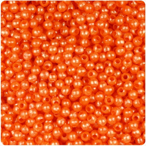 BeadTin Orange Pearl 4mm Round Plastic Beads (1000pcs)