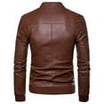 thumbnail image 4 of KeShDi Mens Jackets Lightweight Men's Winter Long-sleeved Leather Motorcycle Jacket Zipper Coat Long Sleeve Hoodless Faux Leather Outwear Jackets Brown 3X, 4 of 7