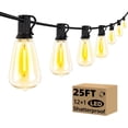 thumbnail image 1 of REJODA-25FT Outdoor String Lights with 12+1 LED Edison Bulbs Dimmable, Waterproof Exterior Patio Lights, Connectable Shatterproof ST38 Hanging Lights for Backyard Garden Balcony Party, Warm White 220, 1 of 4