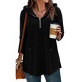 thumbnail image 5 of Yokua Women's Quarter Zip Waist Hoodie Pullover Long Hooded Sweatshirt, 5 of 8