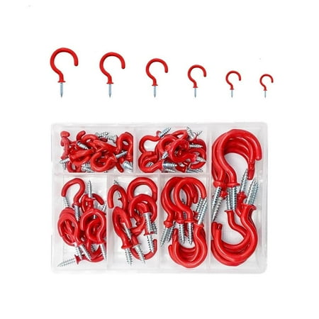 70pc Plastic Coated Iron Screw Hooks set High Weight Capacity Hanging Hardware 70pc Plastic Coated Iron Screw Hooks set High Weight Capacity Hanging Hardware