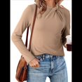 thumbnail image 2 of Blusas de Mujer de Larga Térmicas con Nudo Torcido, Cuello Alto, Informales, Ajustadas, Suaves y Elásticas. Albaricoque XL, 2 of 6