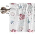 thumbnail image 4 of Summer Beach Ocean Starfish Shell Coral Cartoon 3 PCS Kitchen Curtain Valance and Tiers Set, Rod Pocket Small Half Tier Valances Window Curtains Panel, 55"x36" (Set of 2 Tiers & Valance), 4 of 5