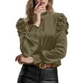 thumbnail image 2 of Muscularfit Pleated Womens Winter Blouses Dressy Silk T Shirt Crew Neck Long Sleeve Blouses for Women, 2 of 8