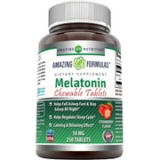 Amazing Formulas Melatonin 10mg Per Serving 250 Chewable Tablets Supplement | Strawberry Flavor | Non-GMO | Gluten Free | Made in USA
