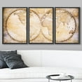 thumbnail image 2 of wall26 Framed Canvas Print Wall Art Set Retro Vintage Antique Globe Style Map Global Country Illustrations Modern Art International Educational for Living Room, Bedroom, Office - 24"x36"x3, 2 of 5