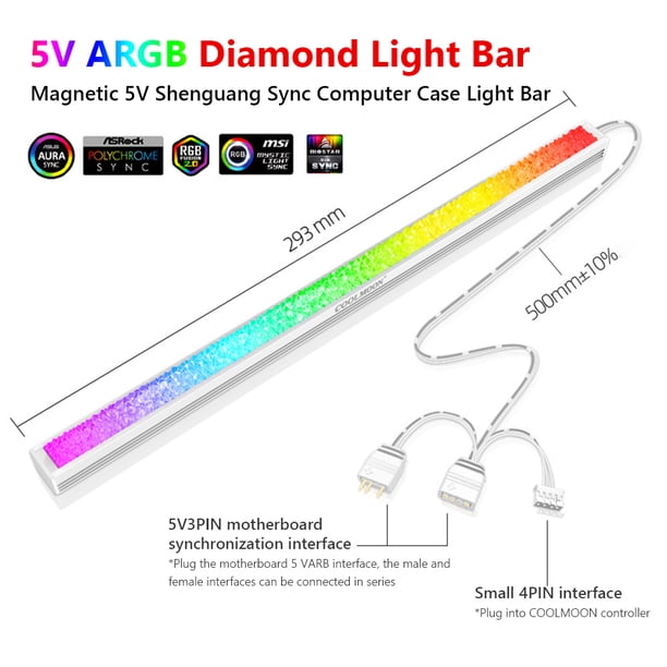 Luz De Tira Luz De Tira Tira de luces LED ARGB 5 V 3 pines/pequeña barra de lámpara magnética de diamante de 4 pines (blanco)