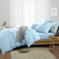 thumbnail image 2 of SGI Bedding 3 Piece Cotton Duvet Cover Light Blue Solid 600 Thread Count Oversized Queen, 2 of 7