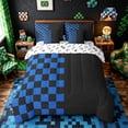 thumbnail image 3 of Meiyoeat Checkerboard Pattern Queen Bedding 7pcs for Adults, Classic Chess Print Bedding Comforter Set Queen, Blue Black, 3 of 6