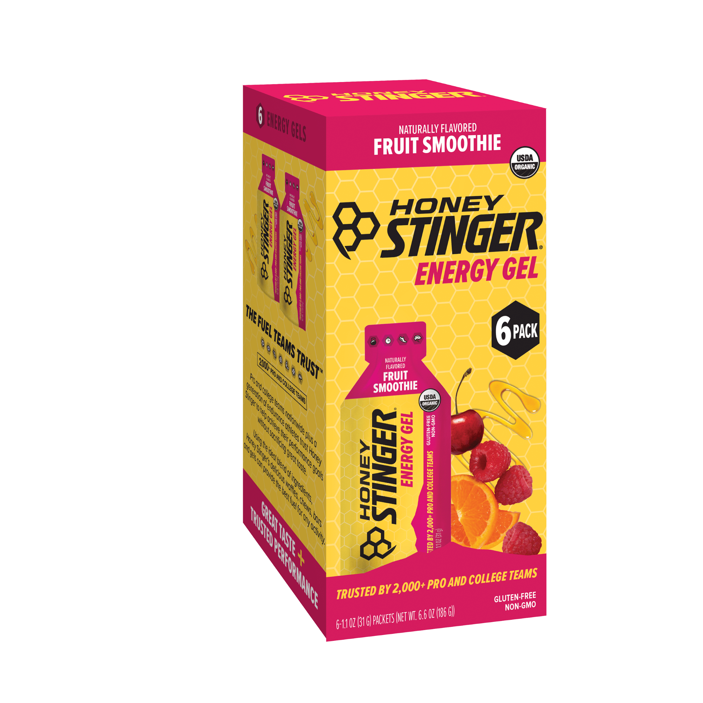 Honey Stinger Organic Gluten-Free, Fruit Smoothie Energy Gel, 1.1 oz, 6 Count Box