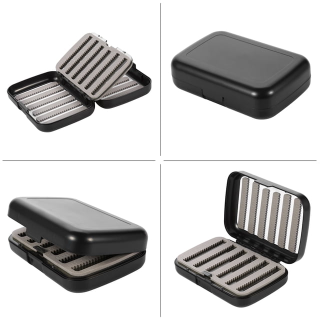 Caja para moscas BuyWeek resistente al agua, caja para pesca con mosca, color Negro