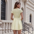 thumbnail image 2 of Rdhnmea Women's Y2k Mini Smocked Romper Gingham ​Deep V Neck Short Sleeve Boho Romper Dress Shorts Plaid Dress Beach Vacation Streetwear, 2 of 5