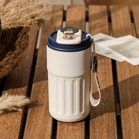 

1pc Travel Mug With Temperature Display 15.22oz Stainless Steel Vacuum Cups Portable Coffee Cups Summer Winter Drinkware Birthday Gifts Holiday Gifts Christmas Gifts New Year Gifts