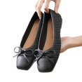 thumbnail image 4 of Willtoo Women’s Bow Decor Square Toe Ballet Flats, Woven Slip‑On Casual Dress Flats Lightweight Low‑Heel Walking ShoesNon Slip Daily Business Work Shoes, 4 of 5