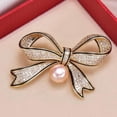thumbnail image 4 of Rhinestone Bow Brooch Pin for Women Shiny CZ Crystal Pearl Dangling Ribbon Bow Knot Lapel Pins Wedding Party Dance Banquet Dress Suit Shirt Scraf Clip for Clothes Accessories Jewelry, 4 of 12