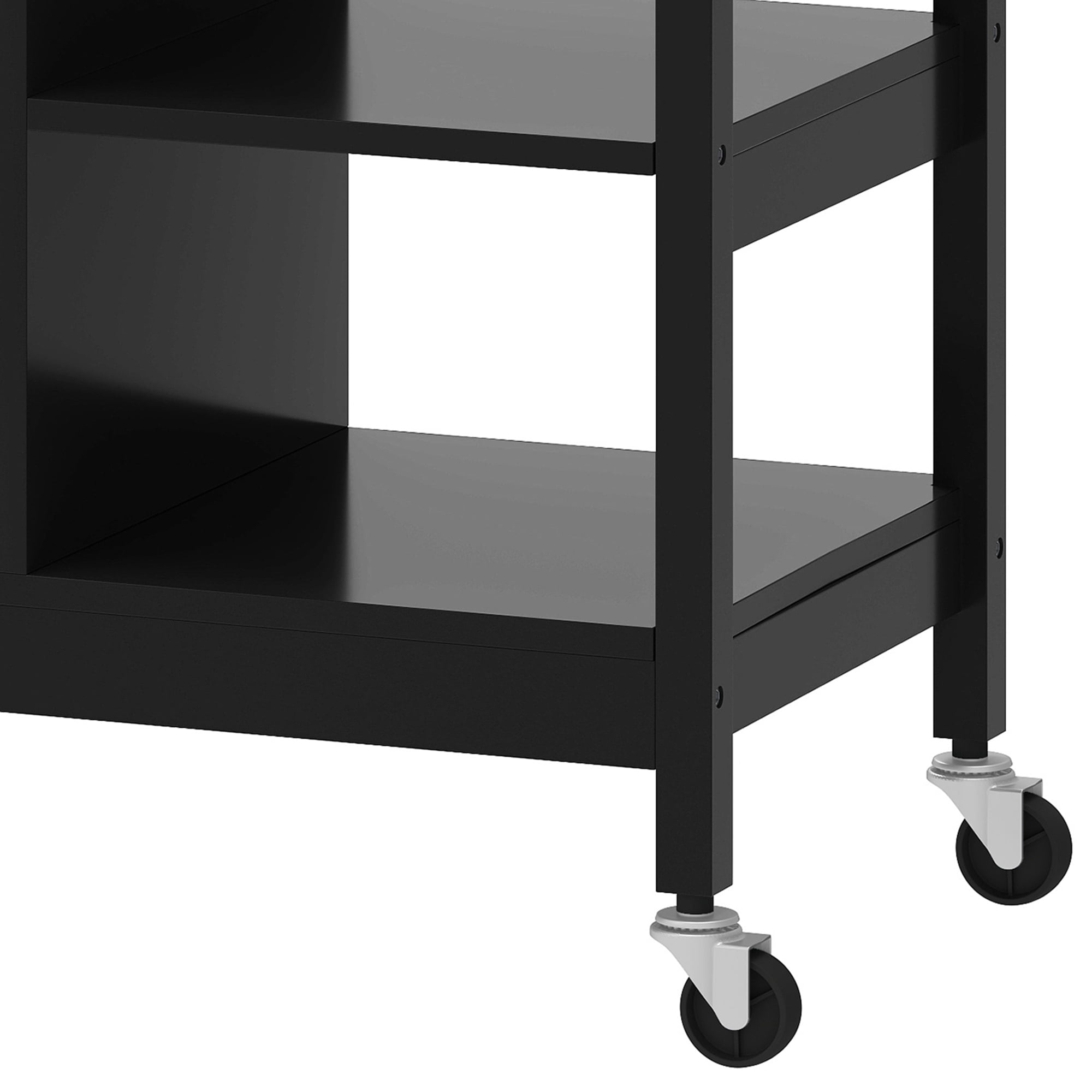 Uforic Kitchen Storage Cart with Drawers & Open Shelves, Rolling Kitchen Island, Black