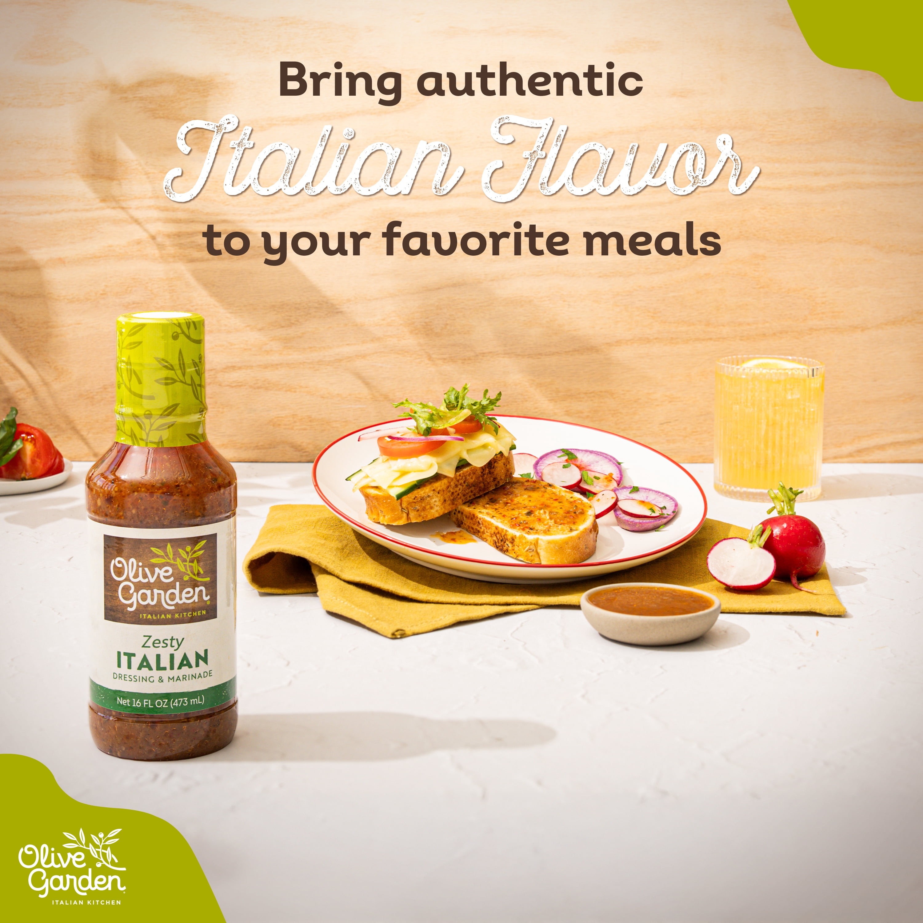 Olive Garden Zesty Italian Salad Dressing, 16 fl. oz., Flavorful Dressing and Marinade