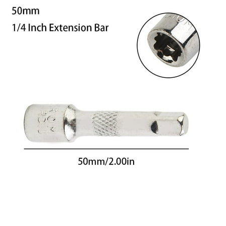 

1/4 Inch Chromed Steel Extension Bar Ratchet Socket Wrench Adapter 50/75/100mm