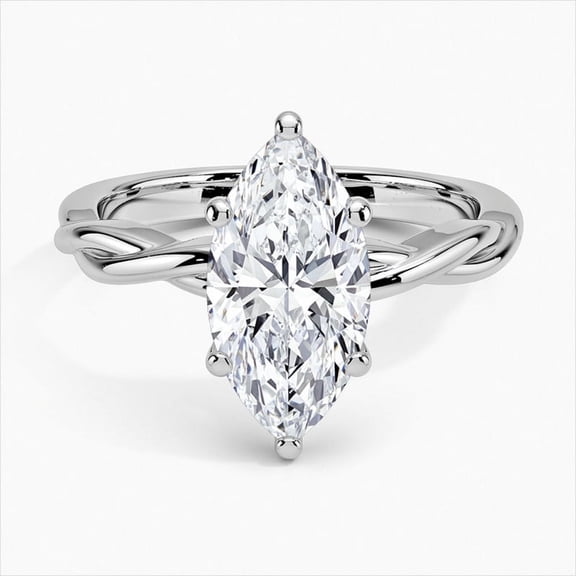 Dash Jewel 14K White Gold Over Solitaire Ring - 2 Ct Marquise Cut Diamond Rings - Beautiful Special Occasion Rings - Solitaire Gorgeous Anniversary Gifts for Her - Forever Diamond Ring for Her