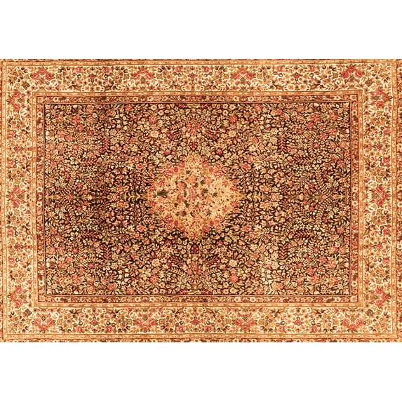 Ahgly Company Indoor Rectangle Medallion Orange Traditional Area Rugs, 8' x 10'