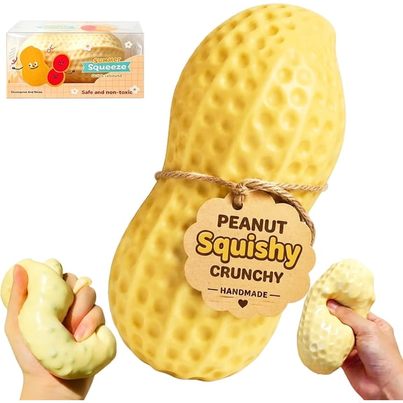 Crunchy Peanut Squishy Toys, Slowing Rising Crunchy Squishy Stress Ball, Soft Durable TPR Material,Squeeze Crunchy Squeak Sound,Fun Squishy Peanut Fidget Toy for Office,Ideal Gift for Kids & Adults