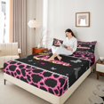 thumbnail image 4 of Castle Fairy Teens Queen Crown Twin Sheet Sets 3pcs,Bling Butterflies Cheetah Print Twin Fitted Sheet Microfiber,Black Pink Breathable Flat Sheet,Breathable Home Decor, 4 of 7