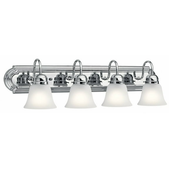 Modern 4-Light Vanity Light with Satin Etched Bell Shades 30 inches W  8 inches H-Chrome Finish Bailey Street Home 147-Bel-2748929