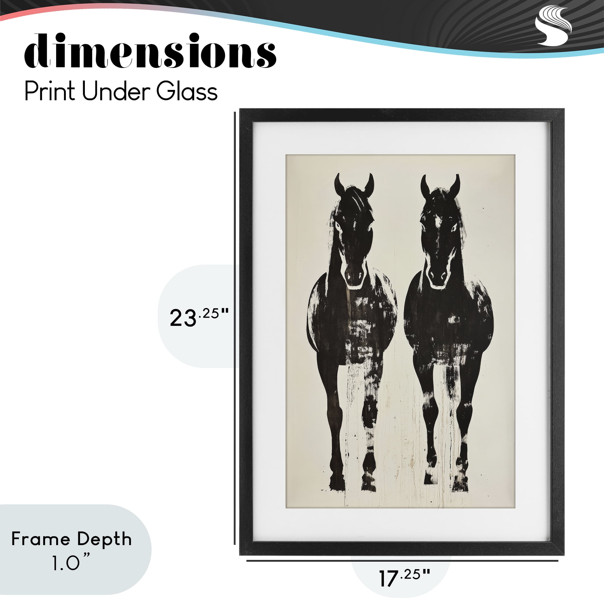 Stupell Industries Silhouetted Horse Couple Black Framed Print Under Glass, design by Petal Prints Design
