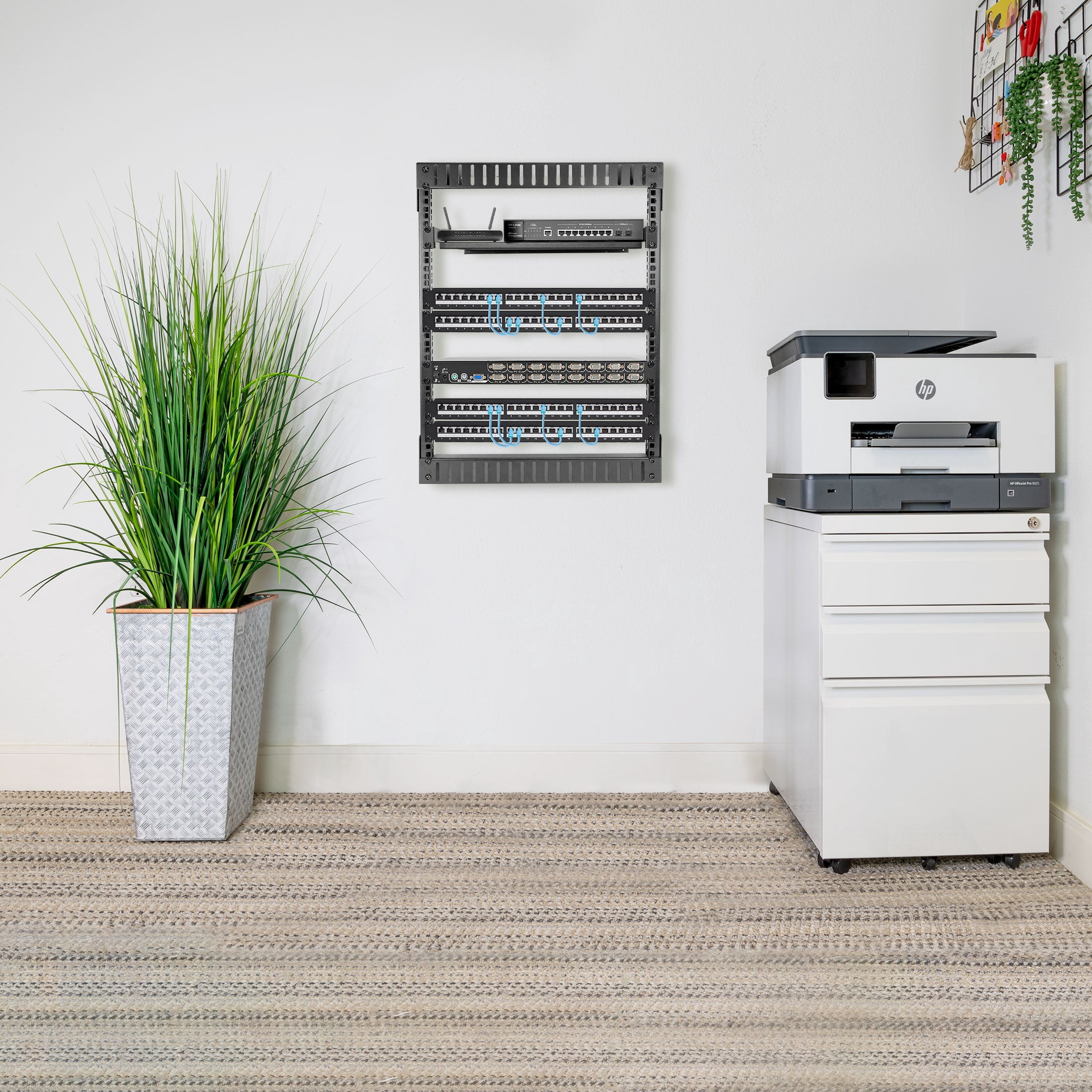 Mount-It! 12U Black Steel Open Frame Wall Rack for Servers and AV Equipment