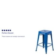 thumbnail image 5 of Flash Furniture 4 Pack Commercial Grade 24" High Backless Blue Metal Indoor-Outdoor Counter Height Stool with Square Seat, 5 of 14