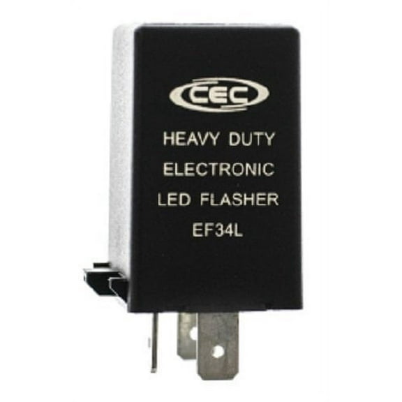 CEC Industries EF34L Electronic Turn Signal Flasher Relay, LED Compatible, 3 Prongs, 12 Volts