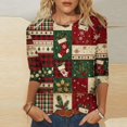 thumbnail image 4 of Oksale Plus Size Christmas Tops for Women 3/4 Sleeve Soft Lightweight Crewneck Tees Santa Claus Graphic Tshirts Fall Fashion Tees Multicolor 2XL, 4 of 5