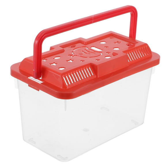 Milisten Portable Red Fish Tank with Handle Transparent ABS Plastic for Travel and Storage