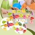 thumbnail image 1 of Juguete de madera para ensartar frutas, juego de cuentas con formas a juego, juguetes educativos preescolares para ensartar frutas, ideal para regalos, 1 of 10
