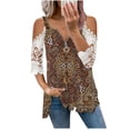 thumbnail image 2 of MIARHB Womens Tops Summer Tops for Women Shirts for Women Dressy Casual Sexy Blouses Shirts, Brown, M, 95% Polyester, 5% Spandex, 2 of 6